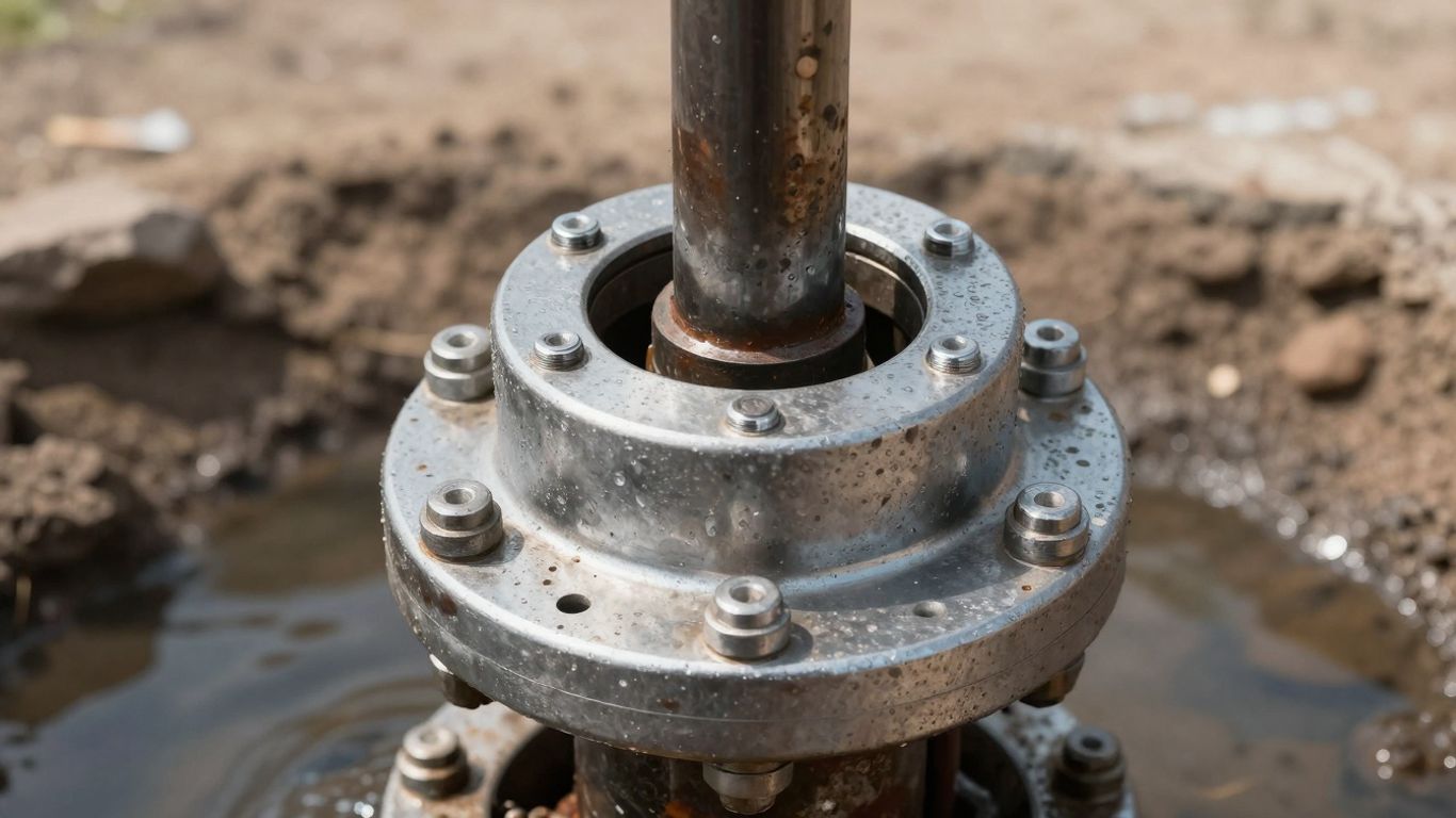 Secure well seal on a newly drilled water well.
