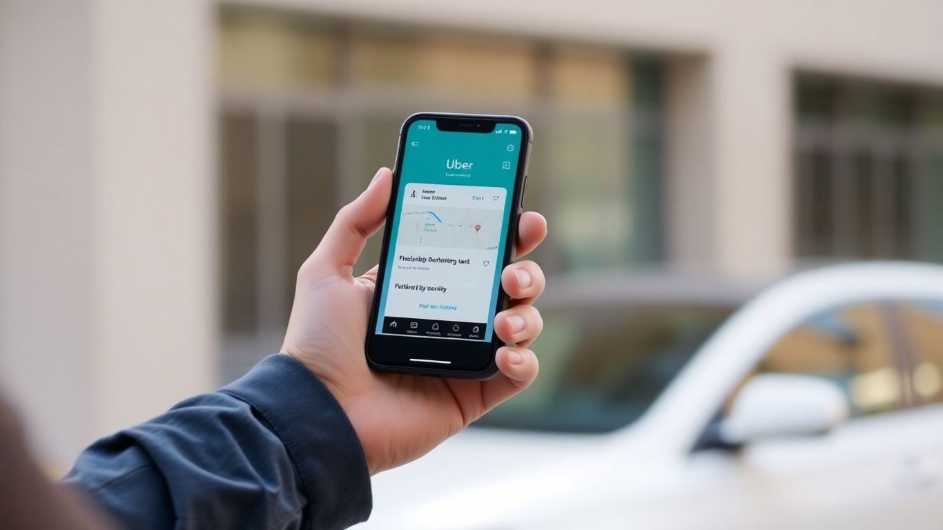 Pessoa usando o aplicativo Uber no celular.