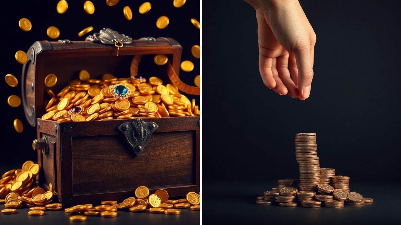 Two types of jackpot piles: one overflowing, one growing.