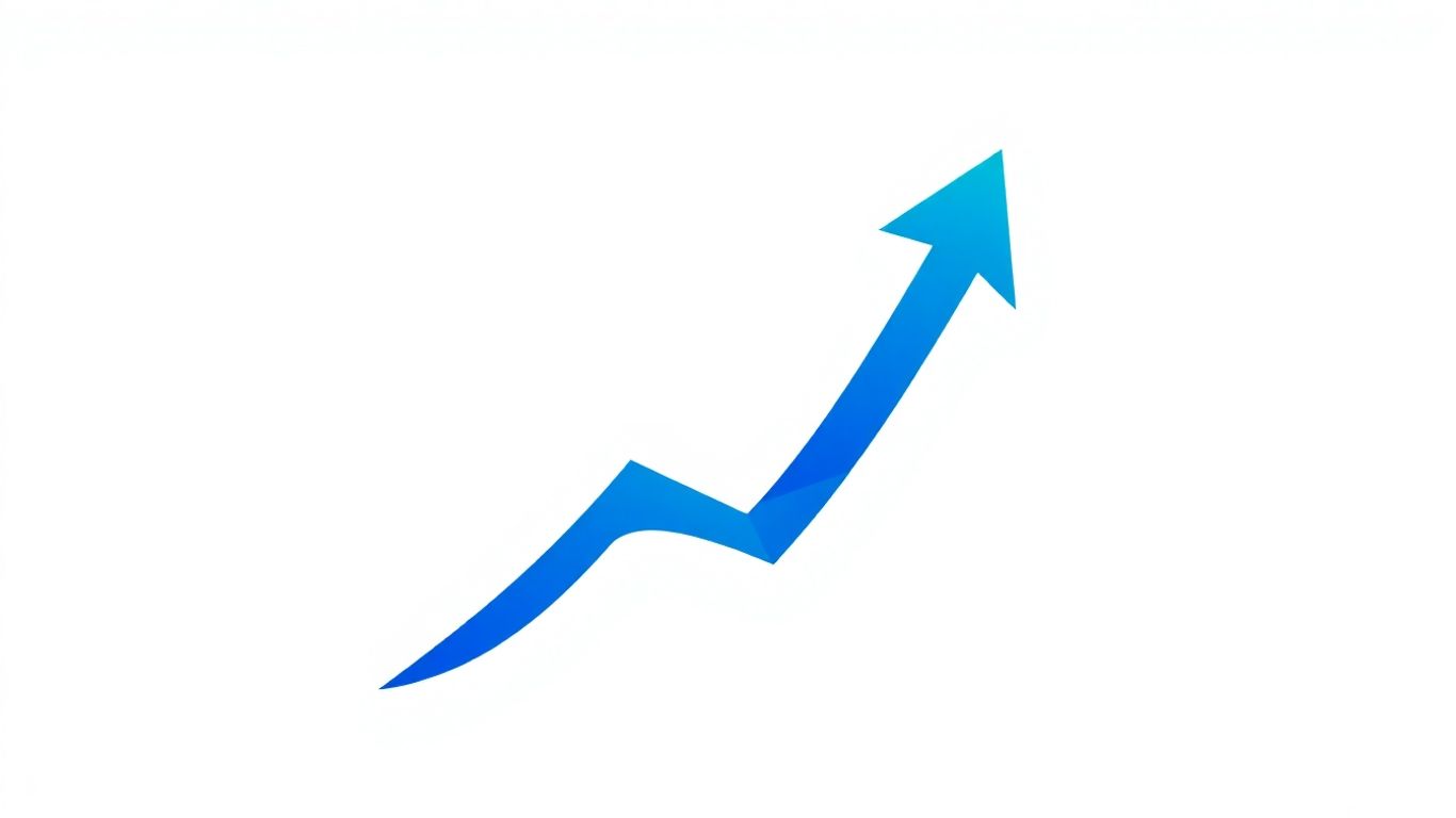 Abstract upward arrow on white background