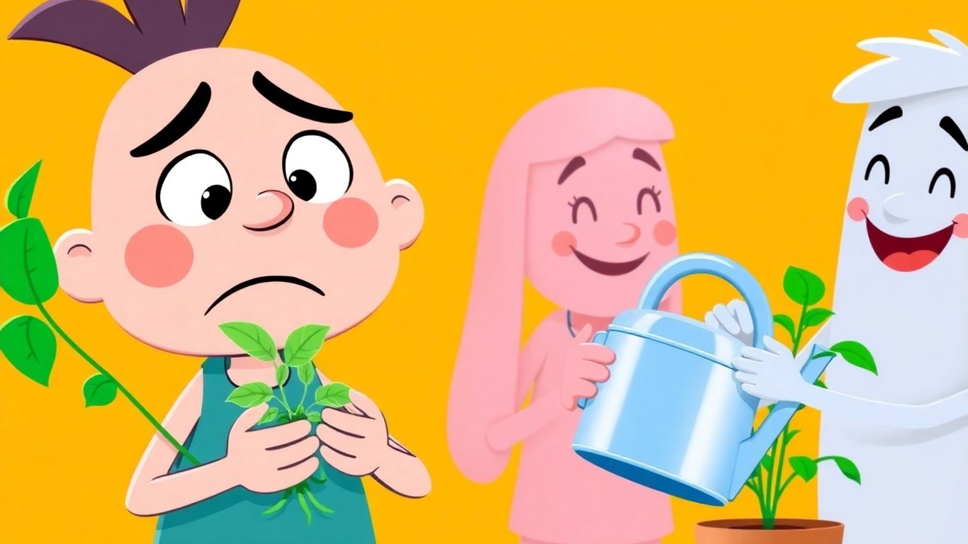 Person helping another grow a plant.