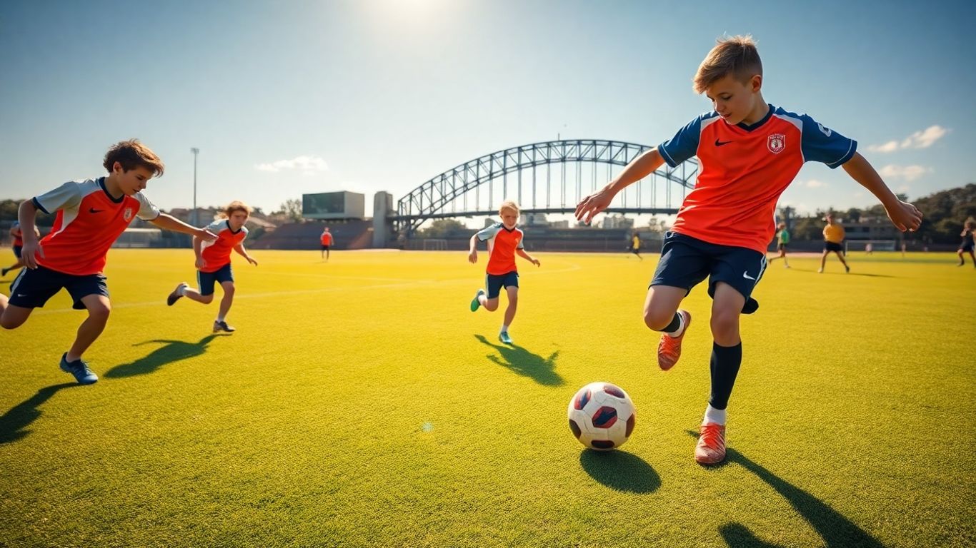 Young footballers training at Great Star Academy, Sydney.