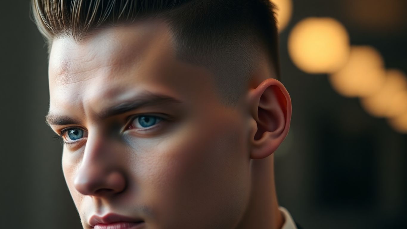 Man with a sharp, clean fade haircut.