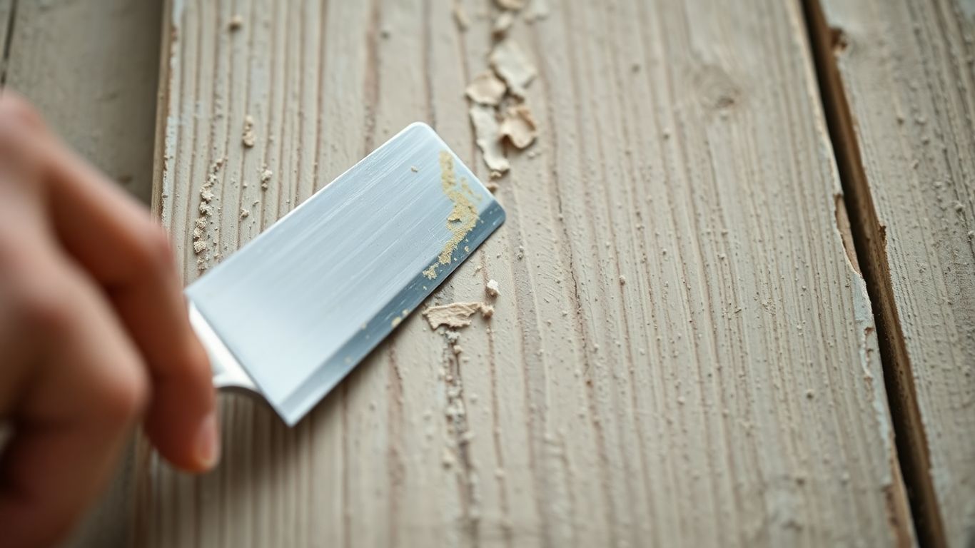 Painter safely stripping old paint from wood.