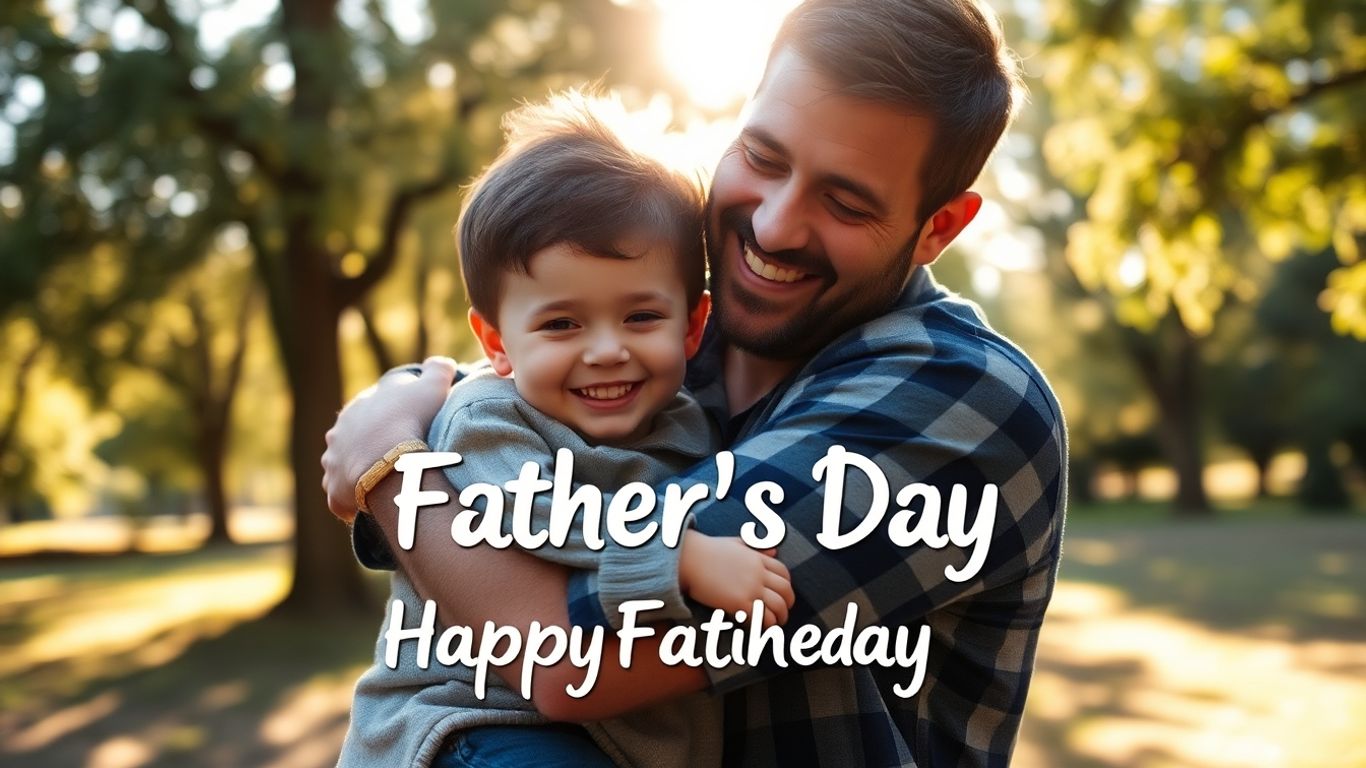 Pai e filho celebrando o Dia dos Pais juntos.