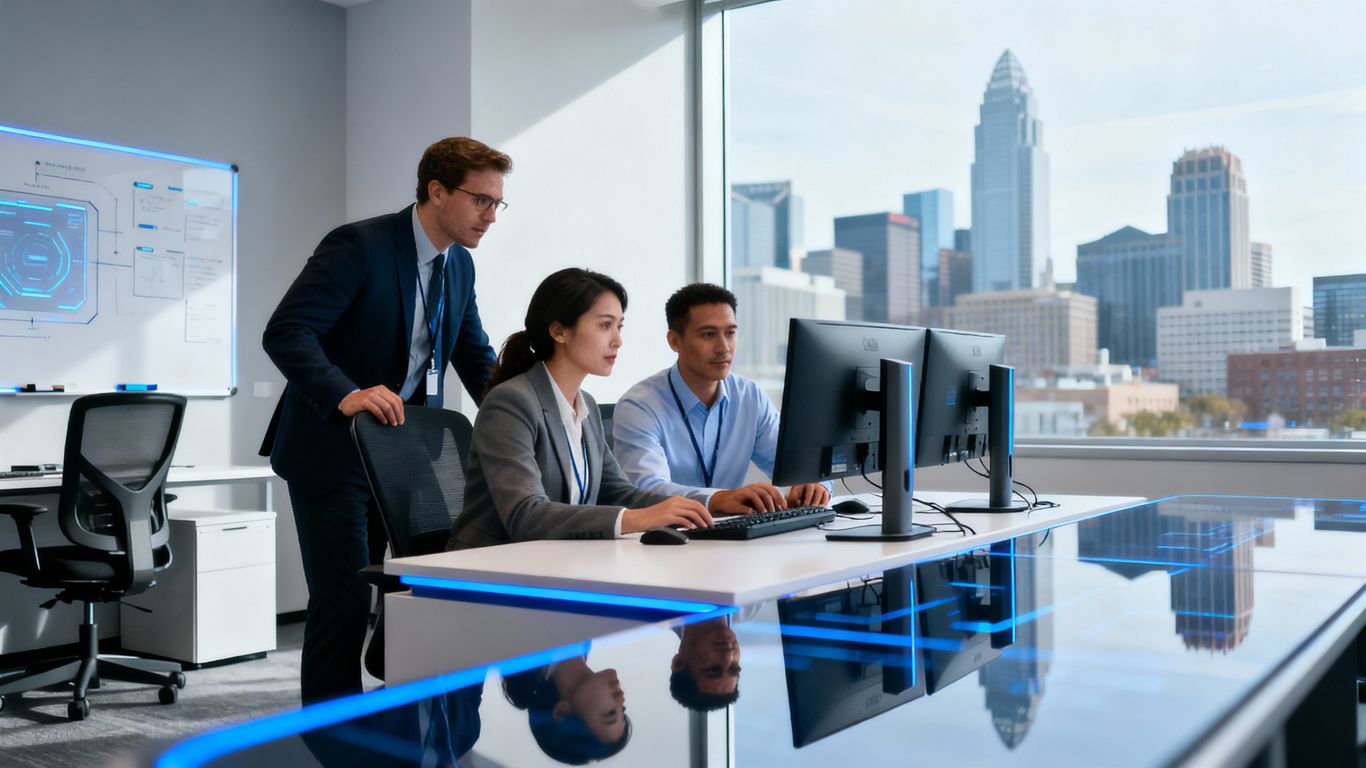 IT professionals working in a modern Charlotte office.