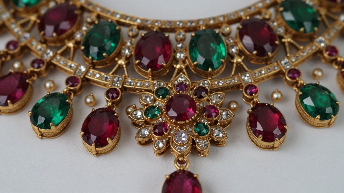 Intricate Kundan jewellery with gemstones.