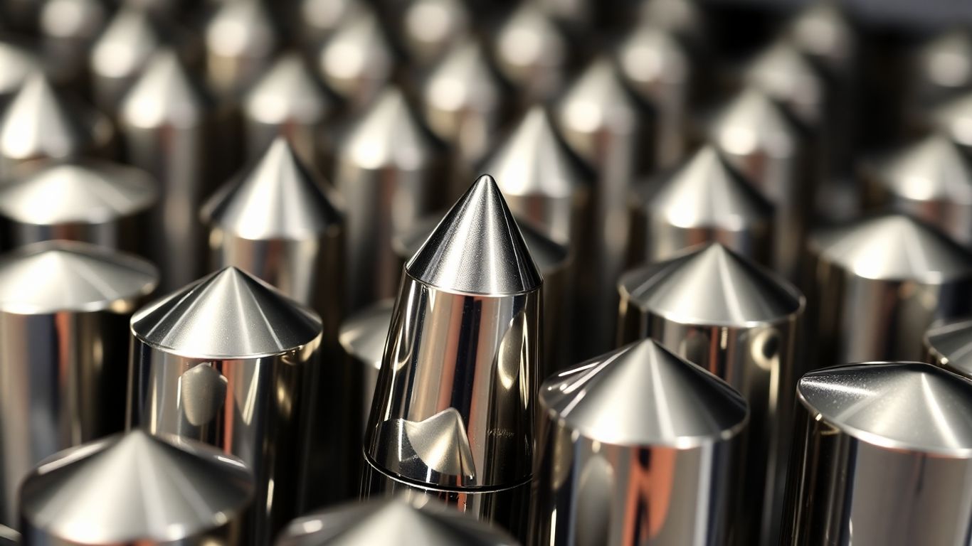 Bullet-shaped tire valve caps for car shows.