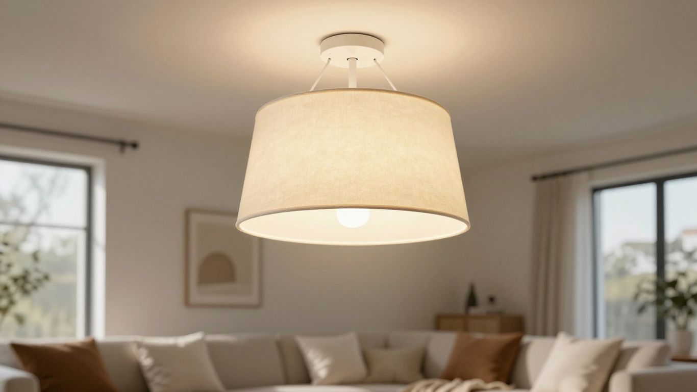 Deckenleuchte mit Lampenschirm im Wohnzimmer