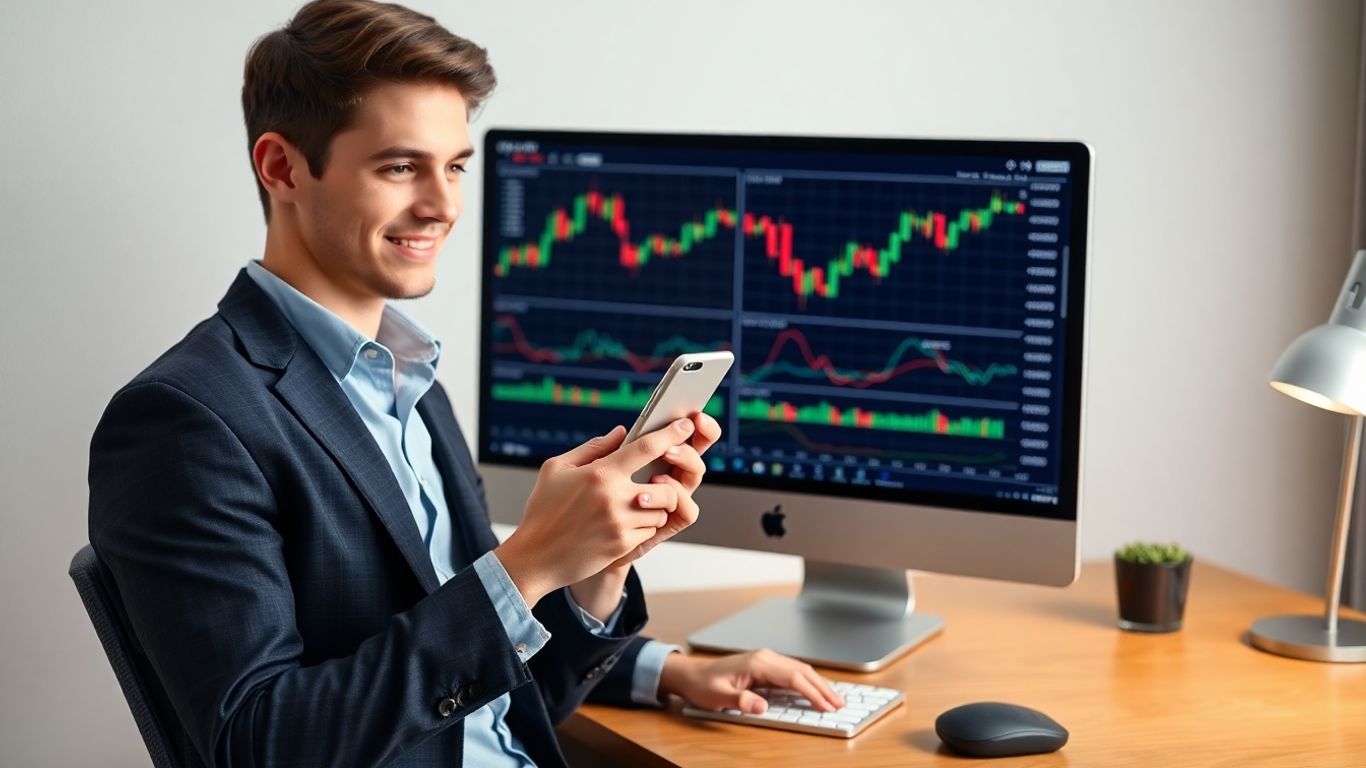 Young investor comparing digital and traditional investing platforms