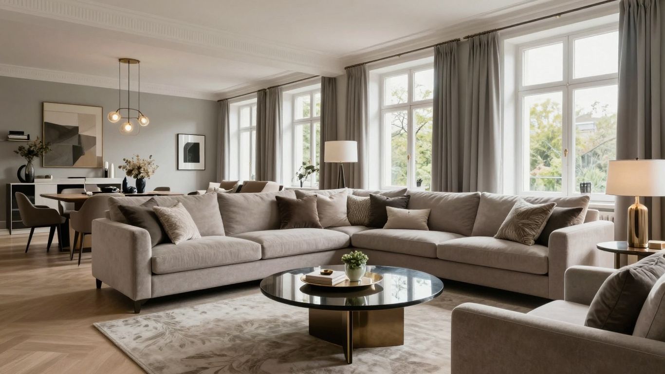 Elegant living room staging in Brussels.