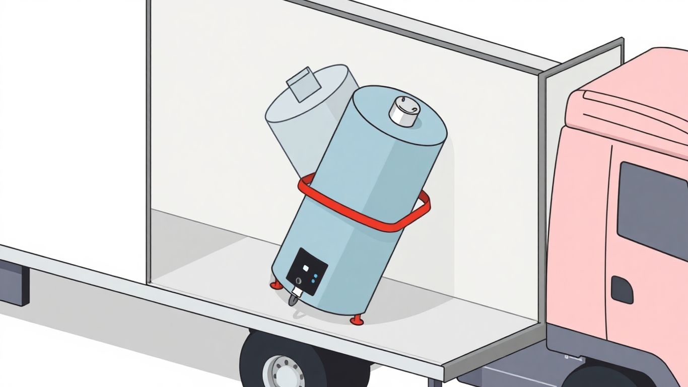 Water heater tilted on its side during transport