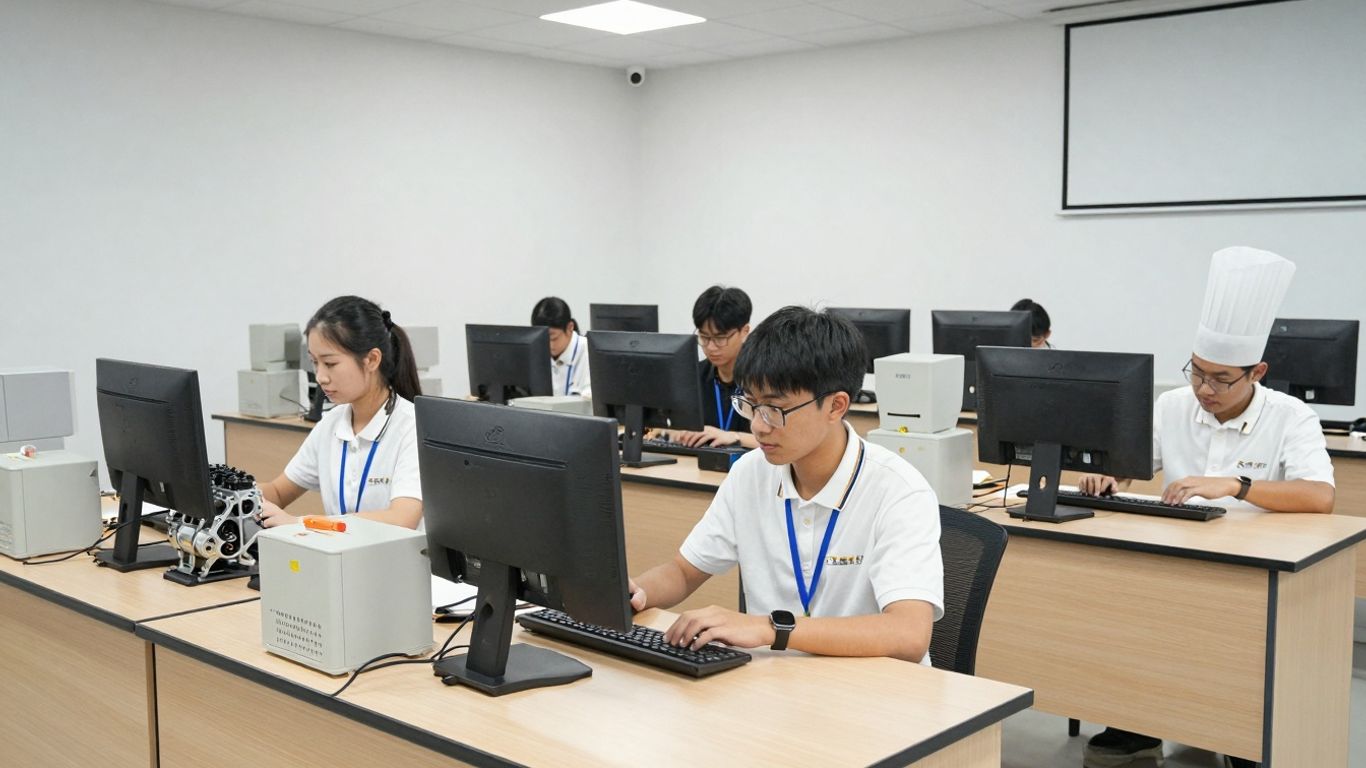 Students learning vocational skills at EVIT