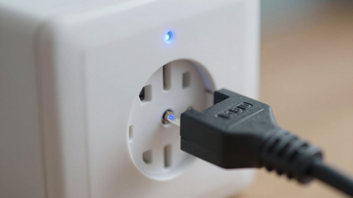 Priza cu un aparat în standby consumând energie.