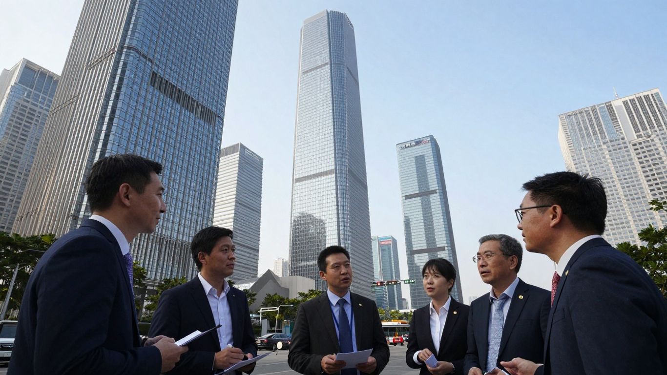 China financial district with international business people