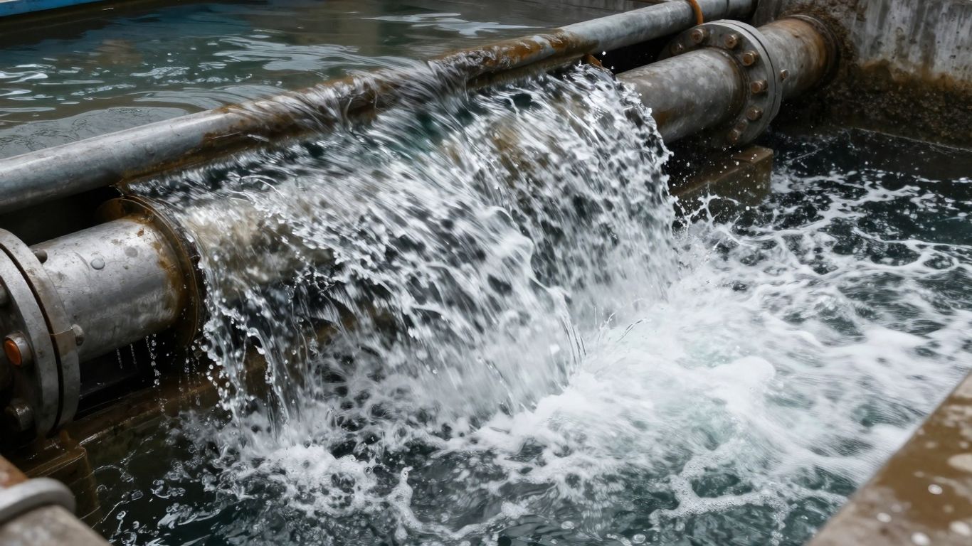 Well casing with turbulent water flow and pressure waves.