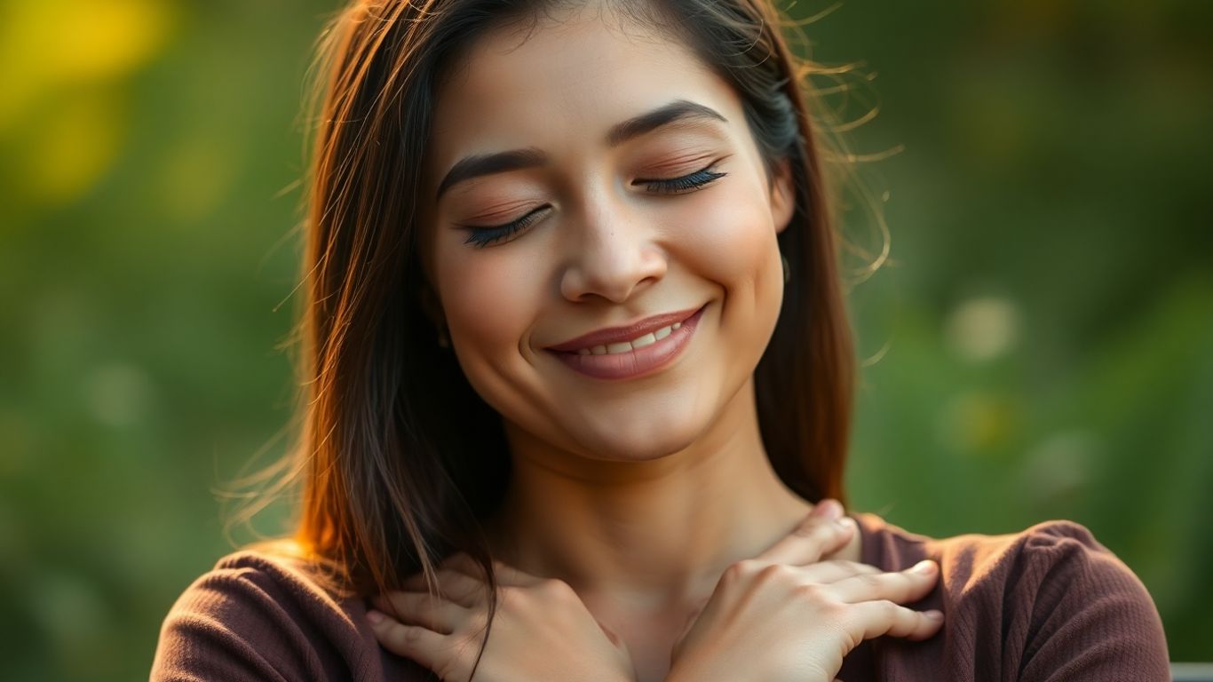 Person practicing deep breathing for stress relief.