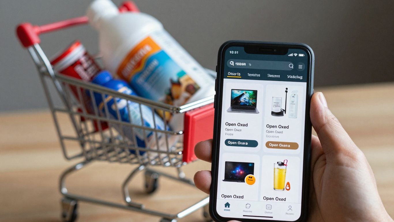 Amazon open box deals on a smartphone screen.