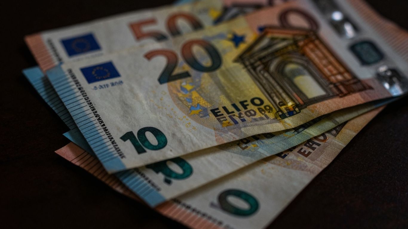 Stack of euro banknotes