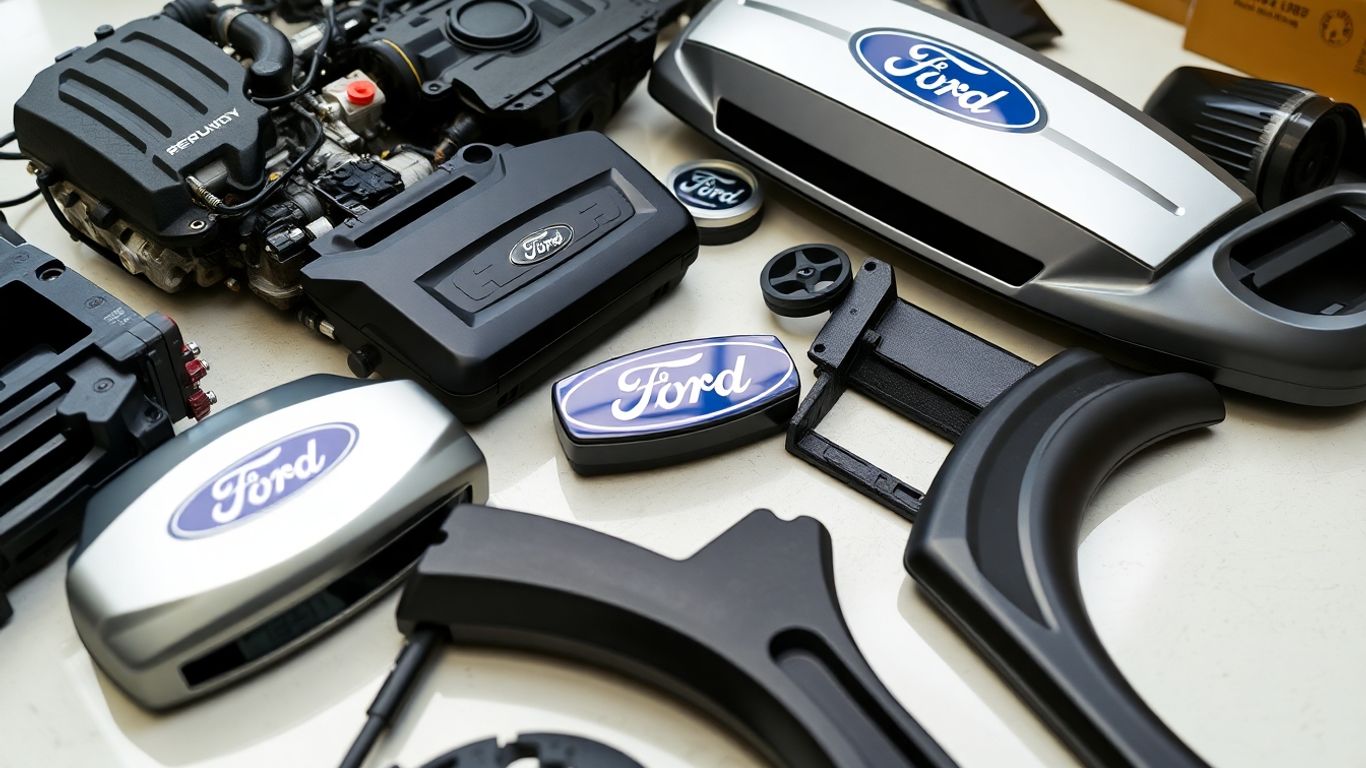 Ford auto parts laid out