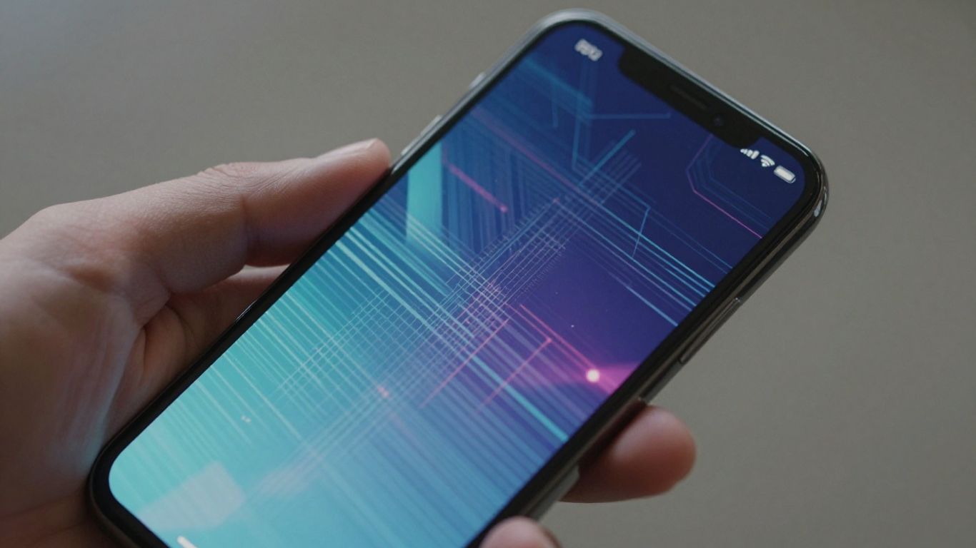 Smartphone screen displaying abstract digital patterns.