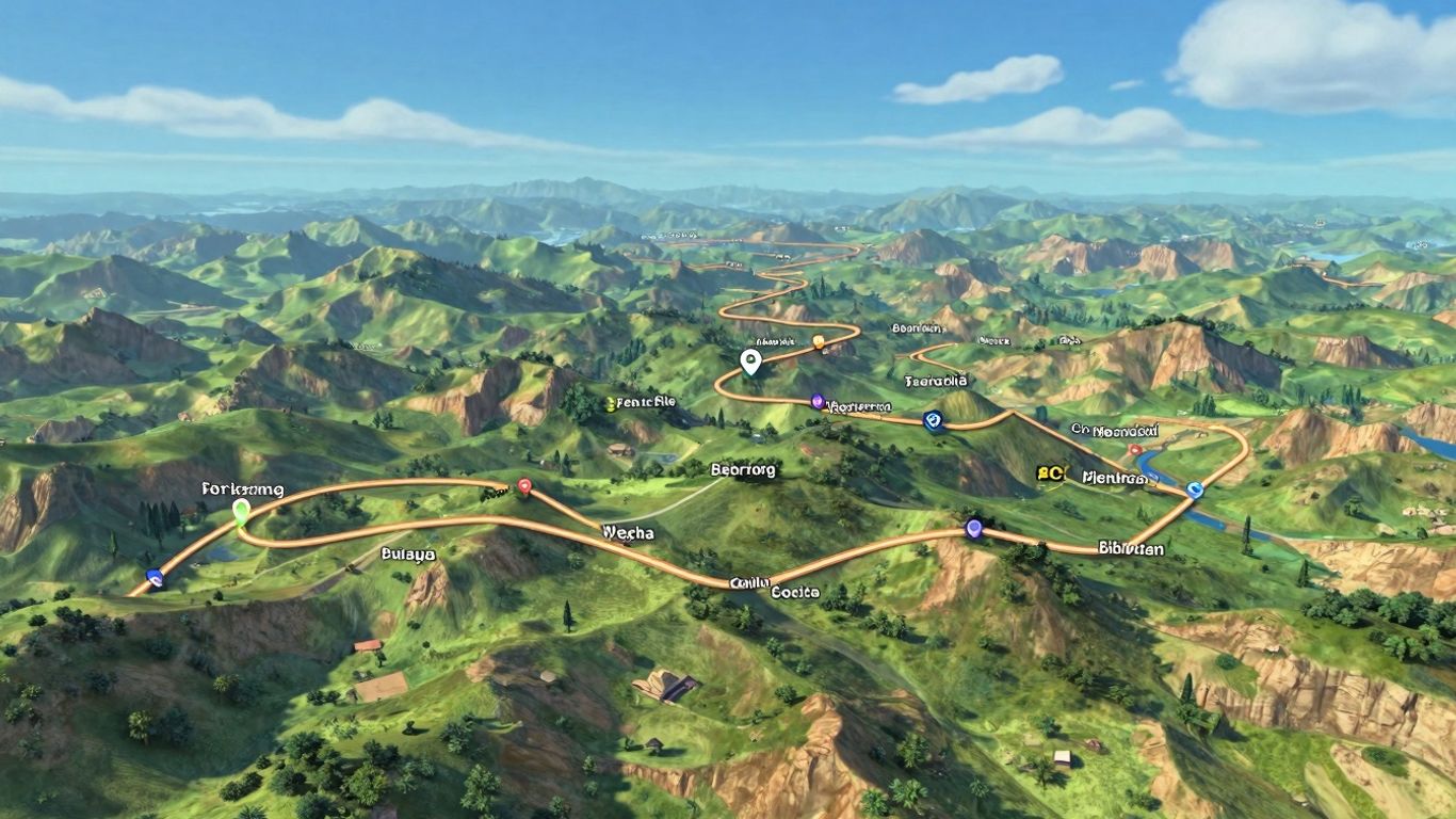 Animated map showing a route with stunning visuals.