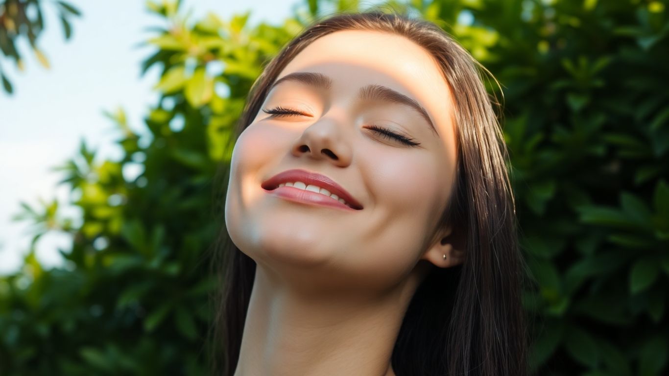 Person meditating with eyes closed and a calm expression.