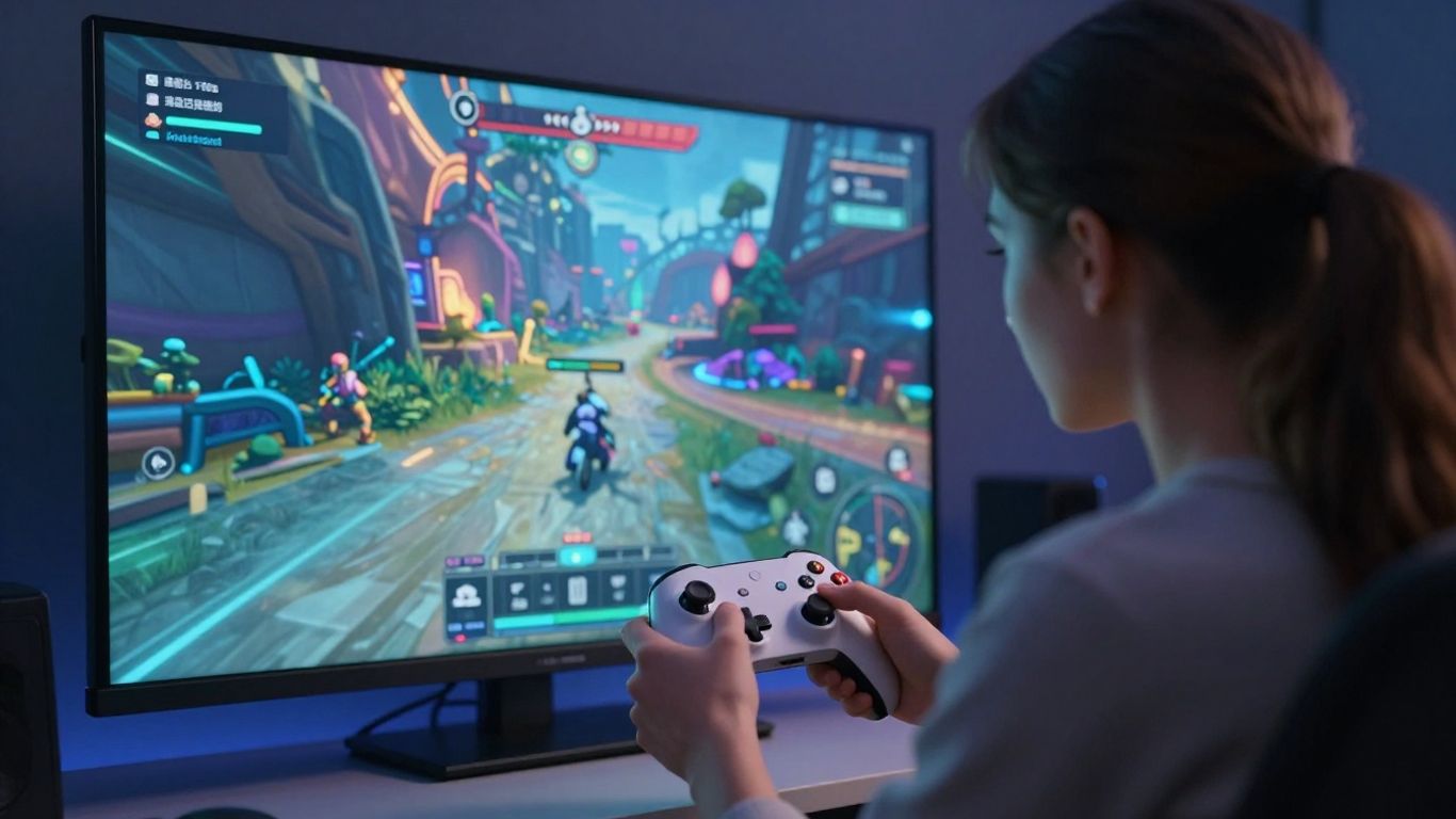 Personne jouant à un jeu vidéo avec une manette.