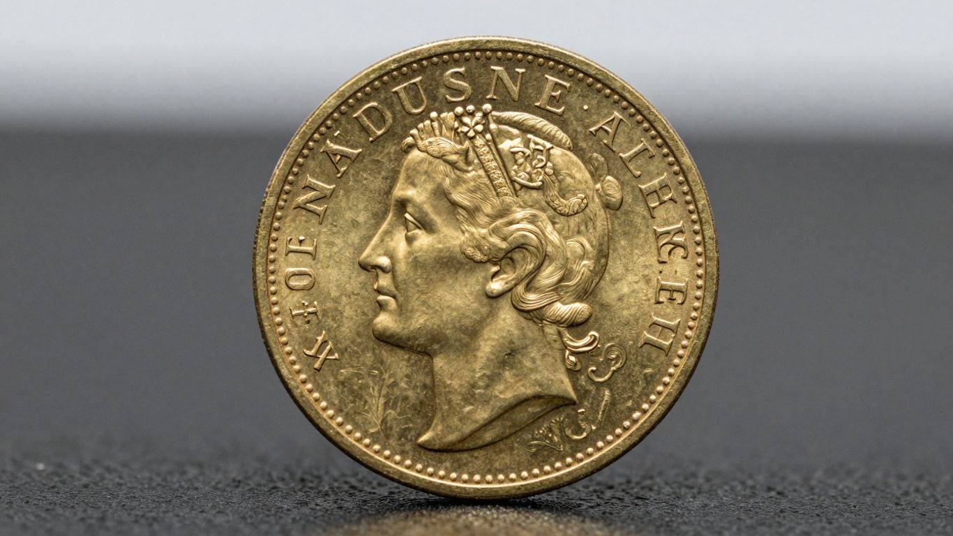 Gold sovereign coin close-up