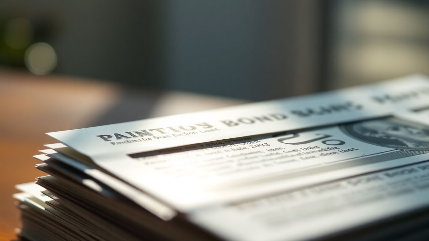 Stack of financial bonds with sunlight glinting.