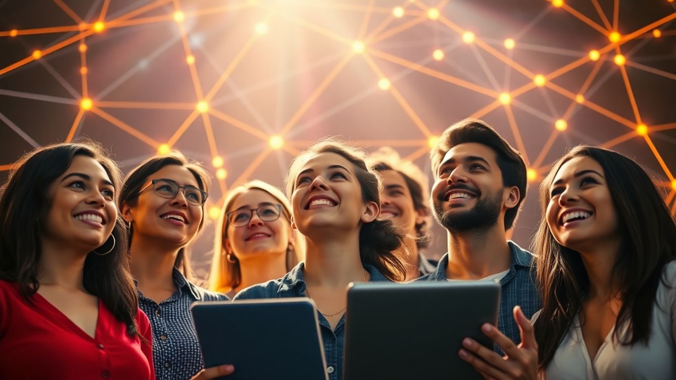 Empowered individuals reaching for success in Bhip network.