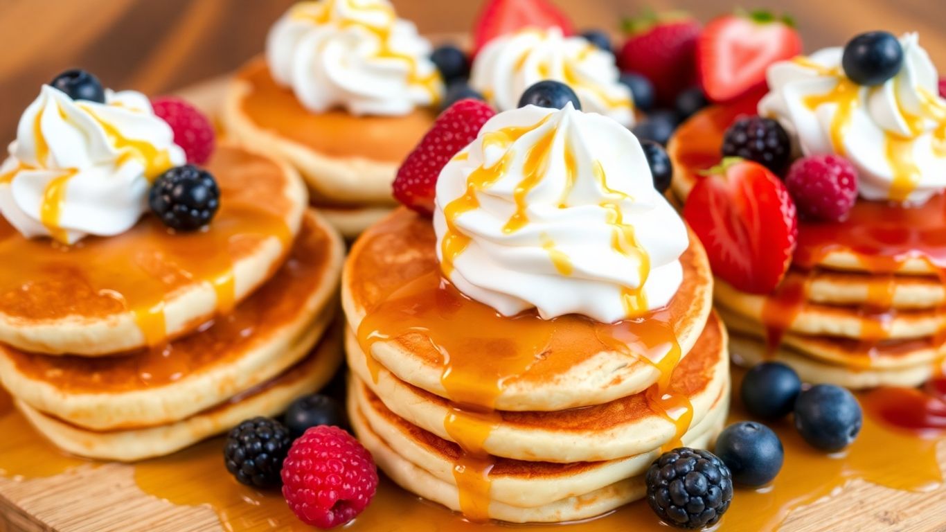 Pancake board with berries and syrup at Wild Eggs Greenwood.