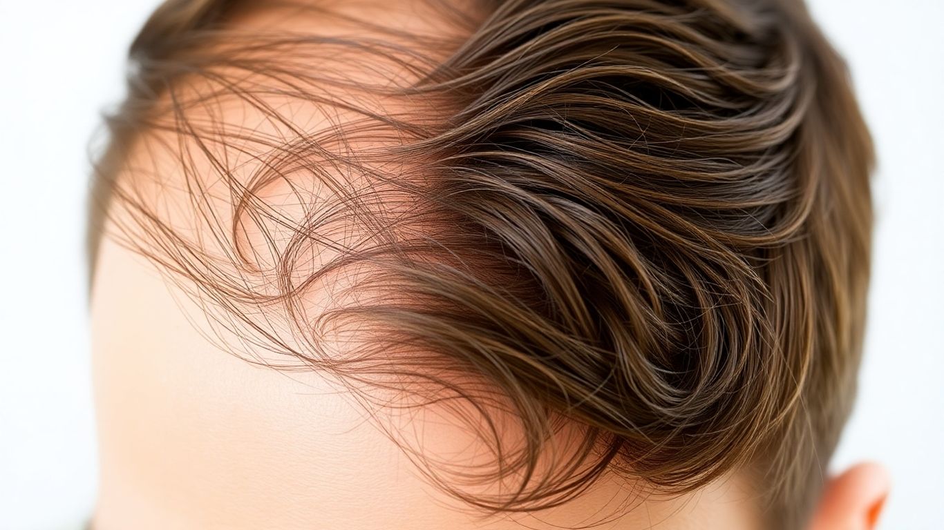 Man's scalp showing hair growth comparison