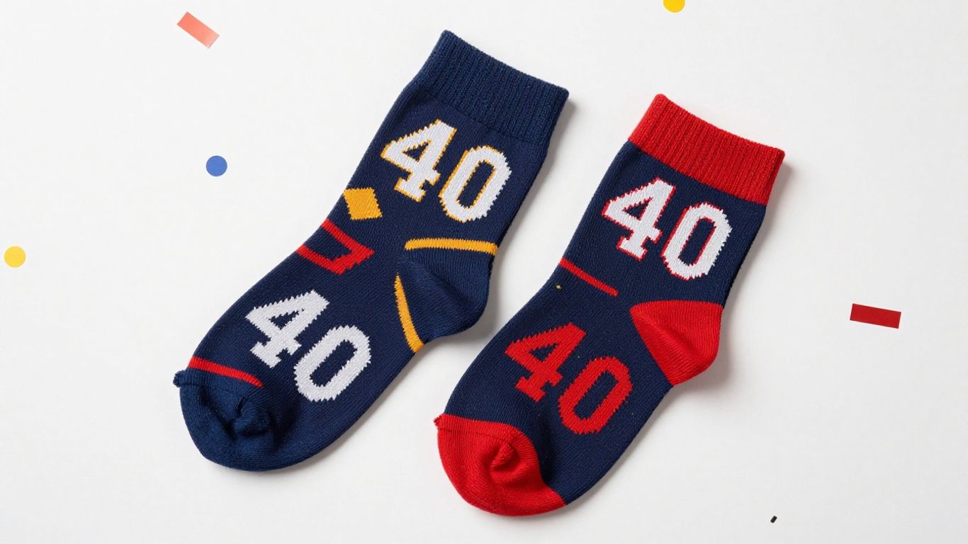 Novelty socks with '40' for a 40th birthday gift.