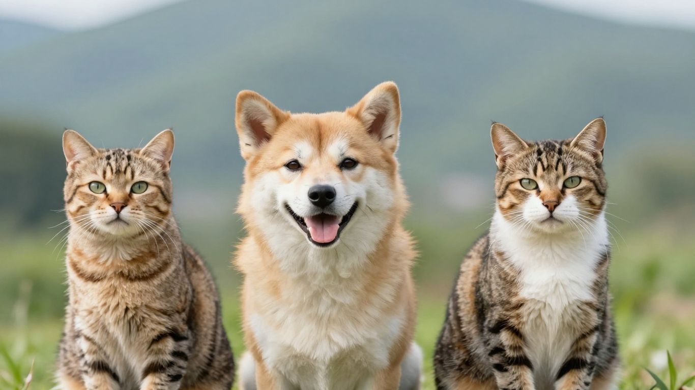 Happy dog and cat together