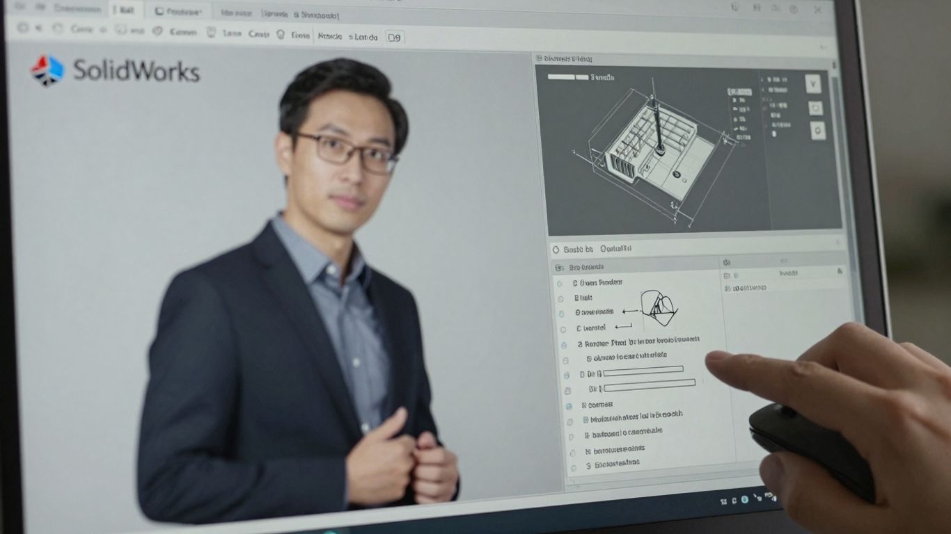 SolidWorks software interface on a computer screen.