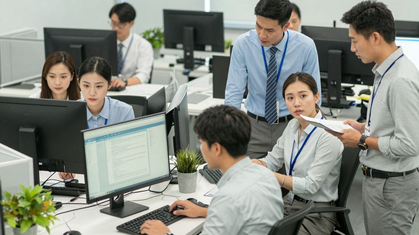 Angajați adaptându-se la noile cerințe ale pieței muncii.