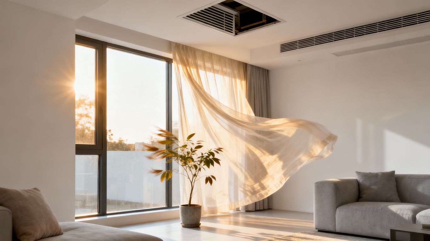HVAC vent in a serene living room.