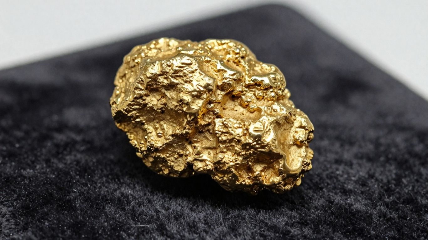 Gold nugget on velvet cushion