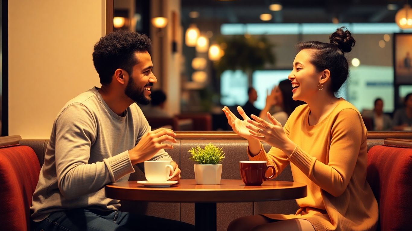 Ein Paar unterhält sich bei einem ersten Date.