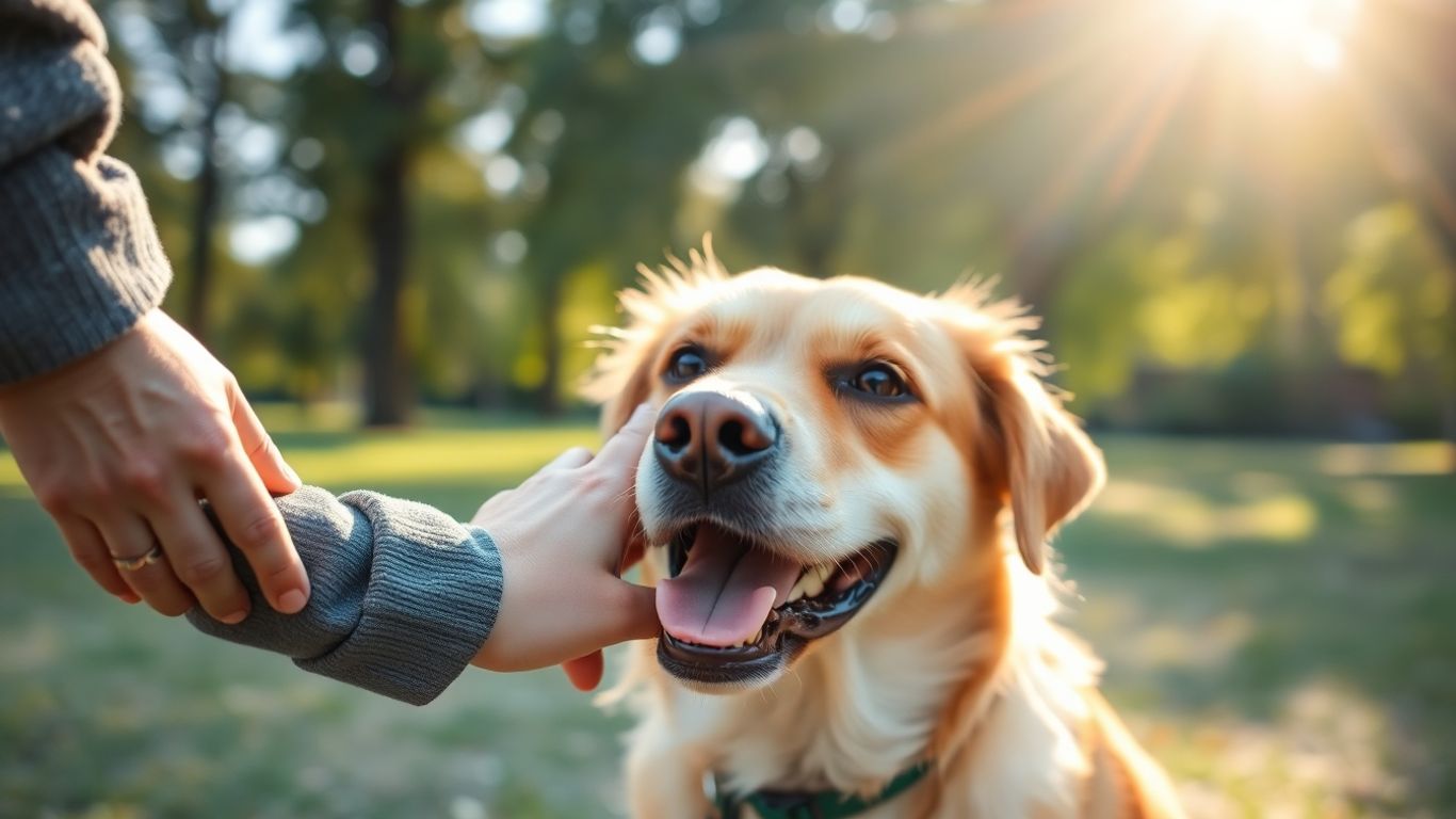 Hund und Halter im Park