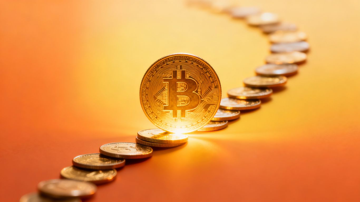 Growing pile of golden coins