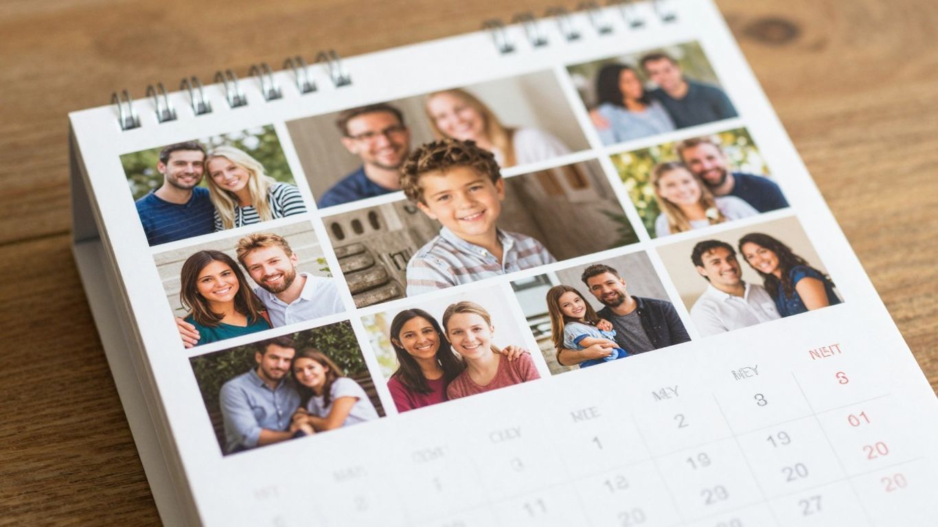 Personalizirani kalendar s obiteljskim fotografijama.