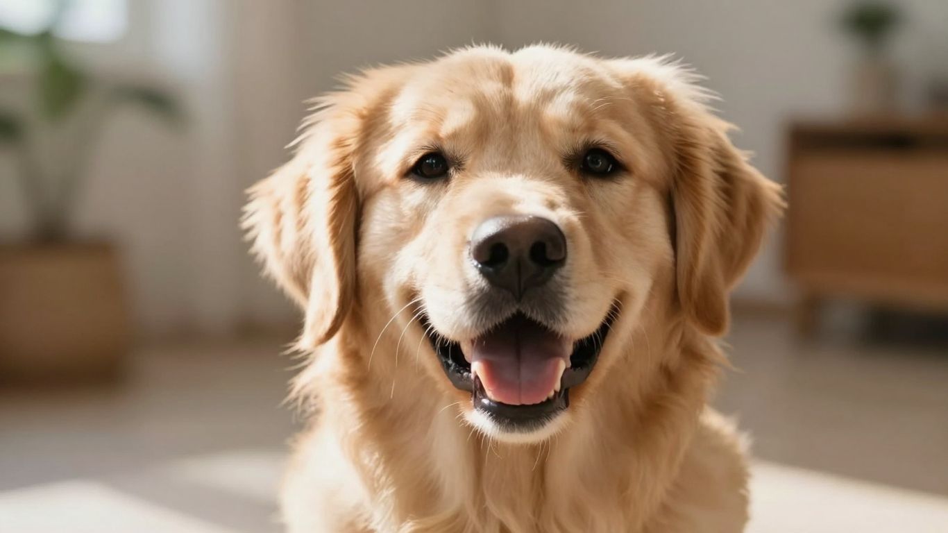 Happy dog looking at the camera, healthy and well-cared for.