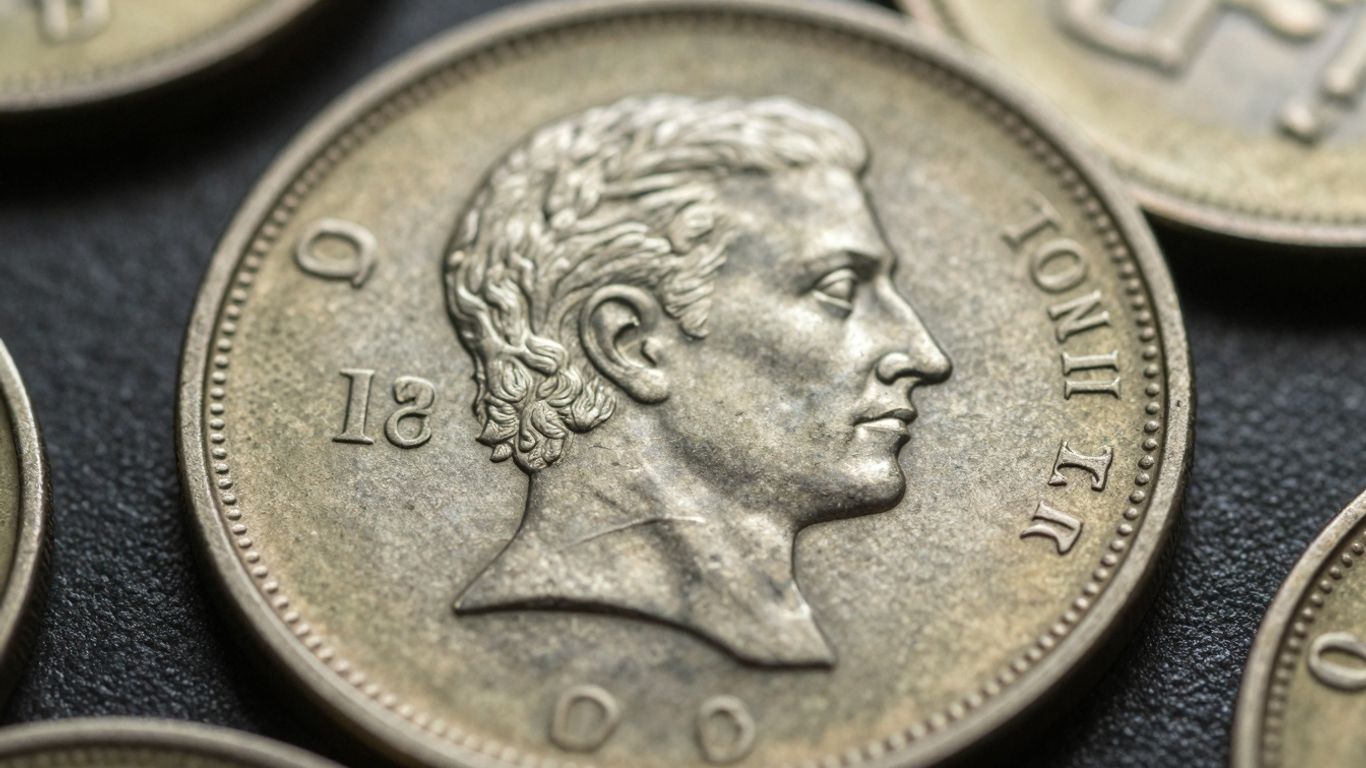 Close-up of a detailed coin
