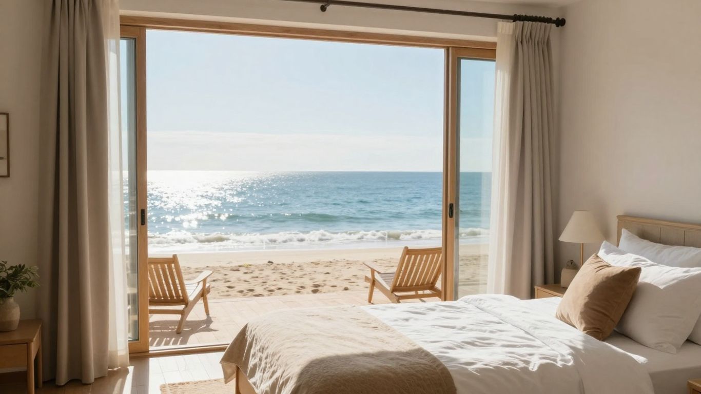 B&B kamer met uitzicht op een rustig strand
