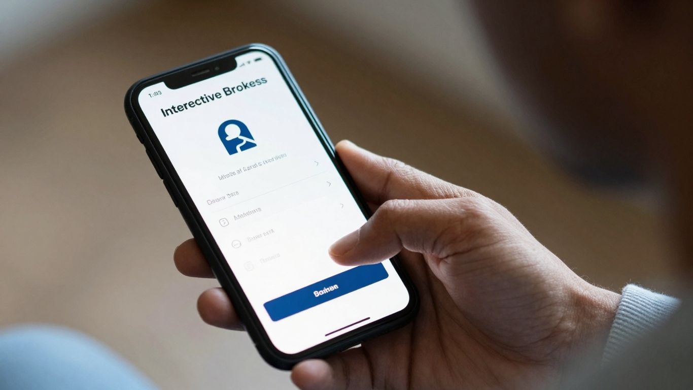 Person using Interactive Brokers login on a smartphone.