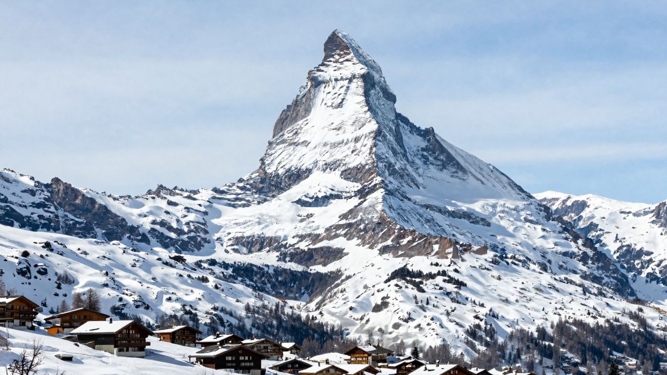 The Matterhorn mountain above Zermatt village.