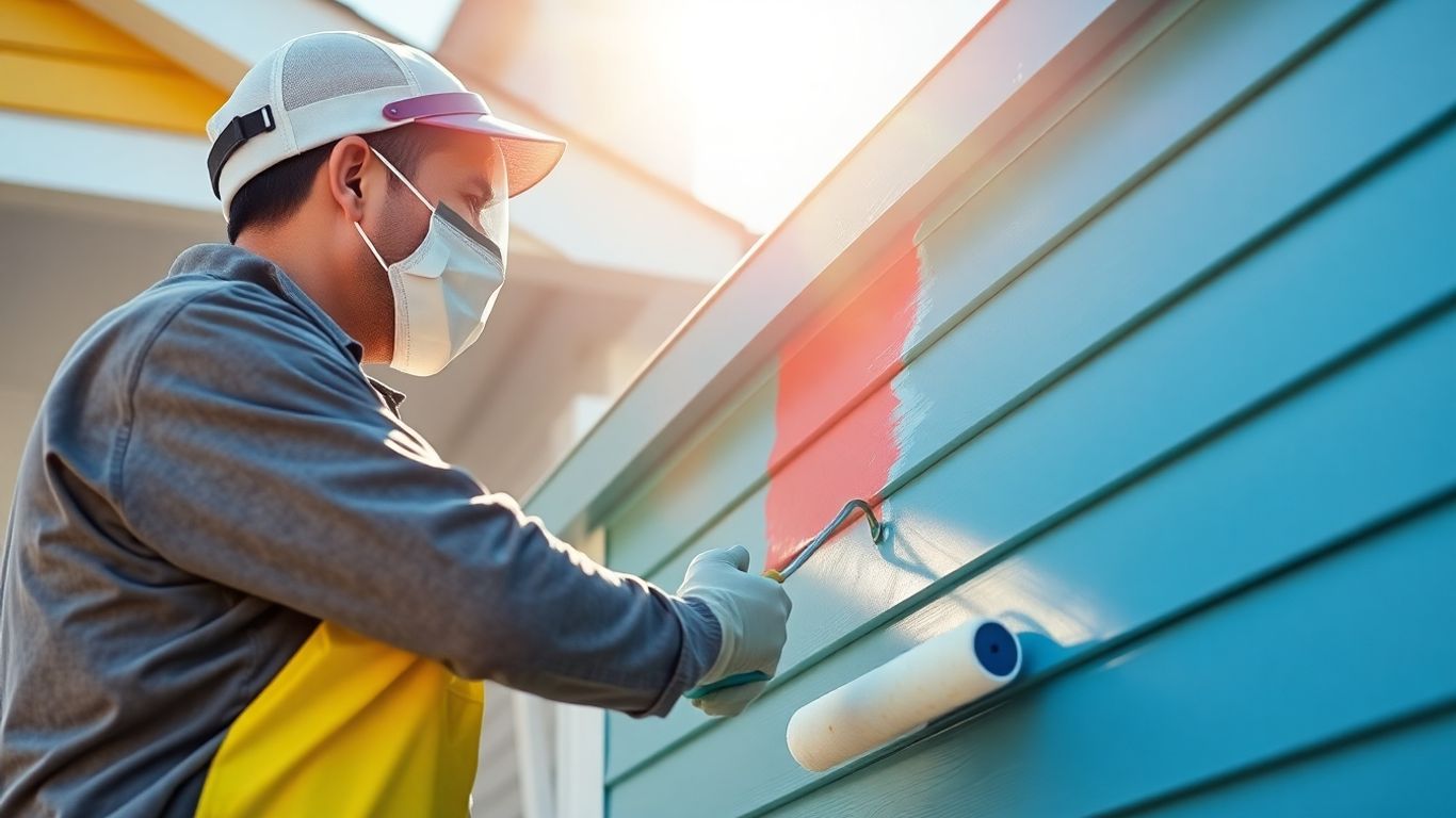House exterior being painted by a professional painter.