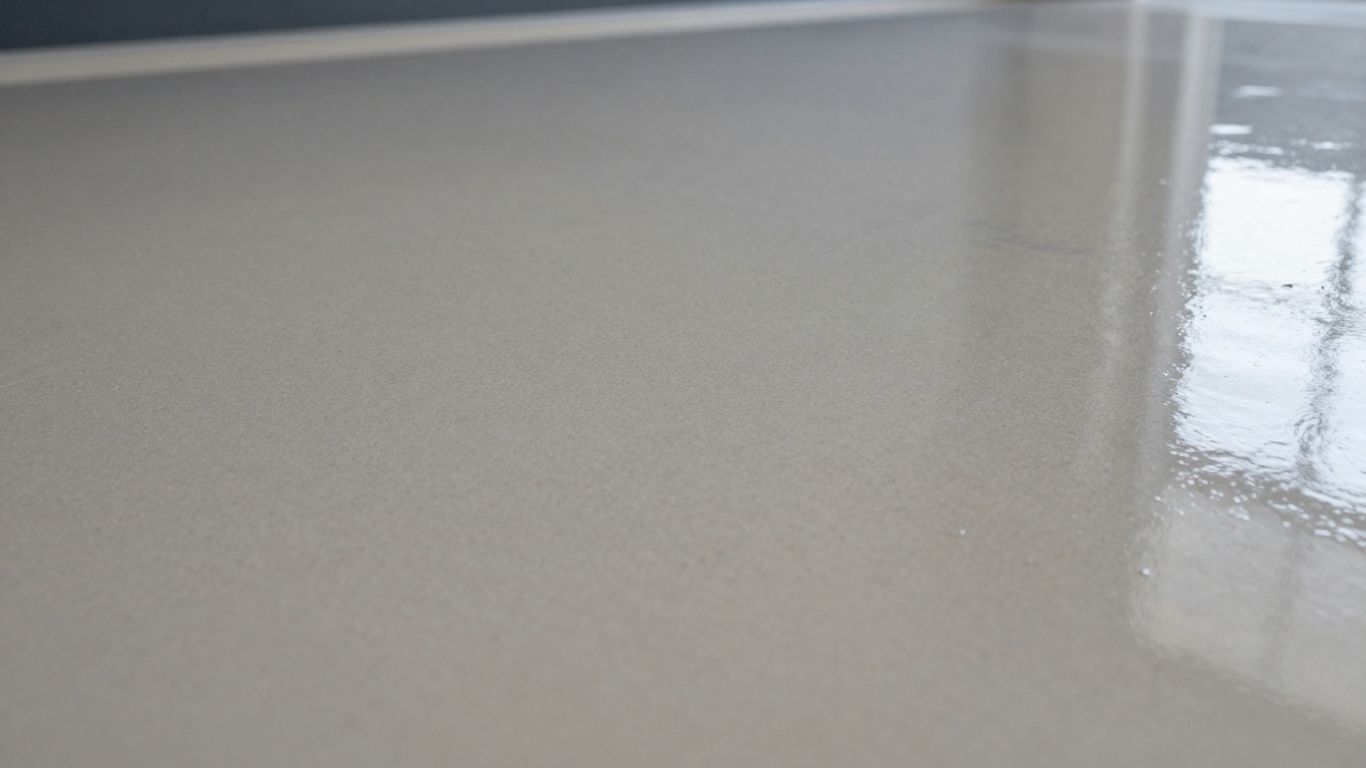 Glossy, multi-layered epoxy floor system with depth and texture.